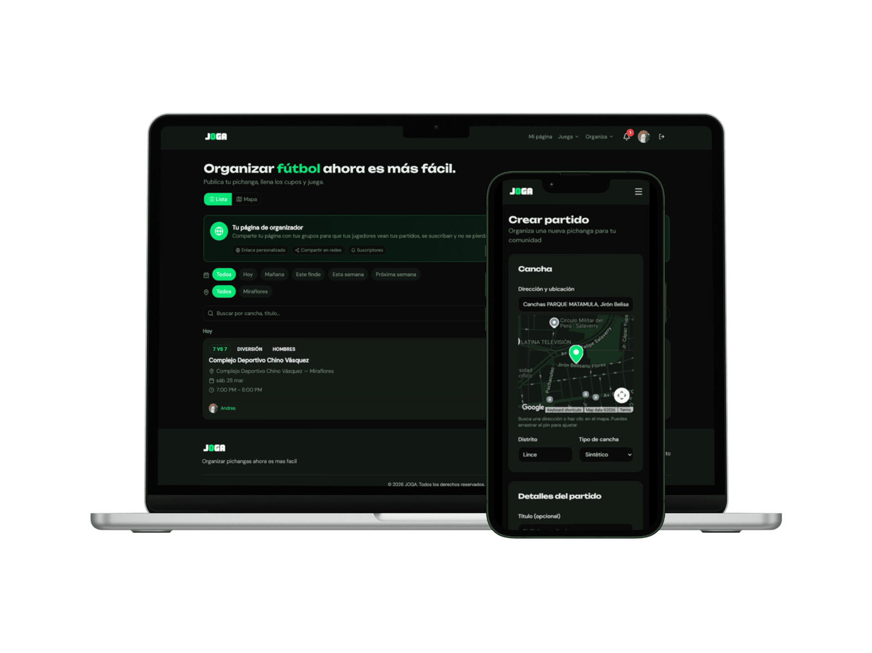 JOGA app - organiza deportes